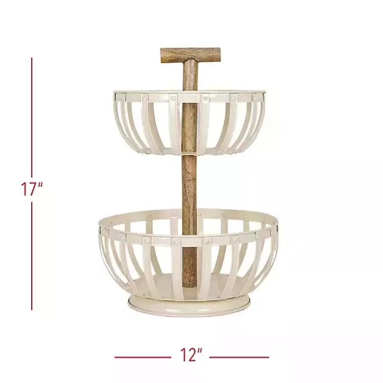 white_metal_tier_kitchen_basket_6.webp Metal 2-Tier Kitchen Basket>Kirklands Home Discount