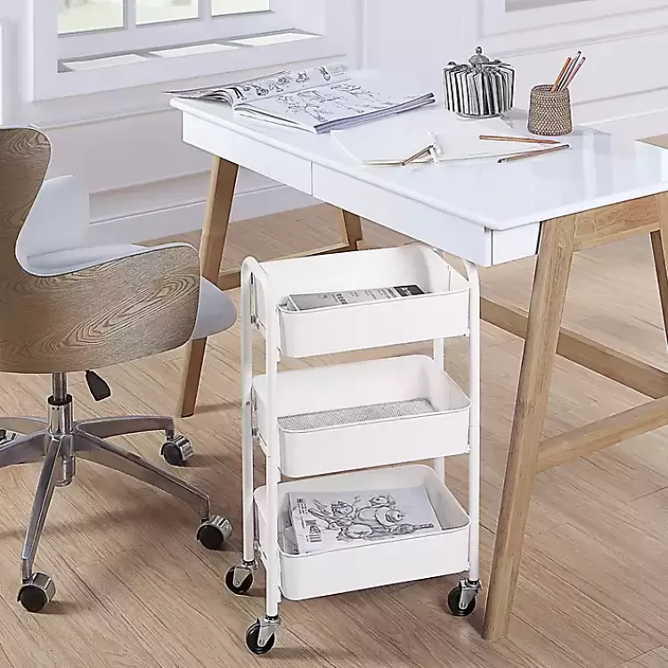 white_metal_tier_organizer_storage_cart_2.webp Metal 3-Tier Organizer Storage Cart>Kirklands Home Fashion