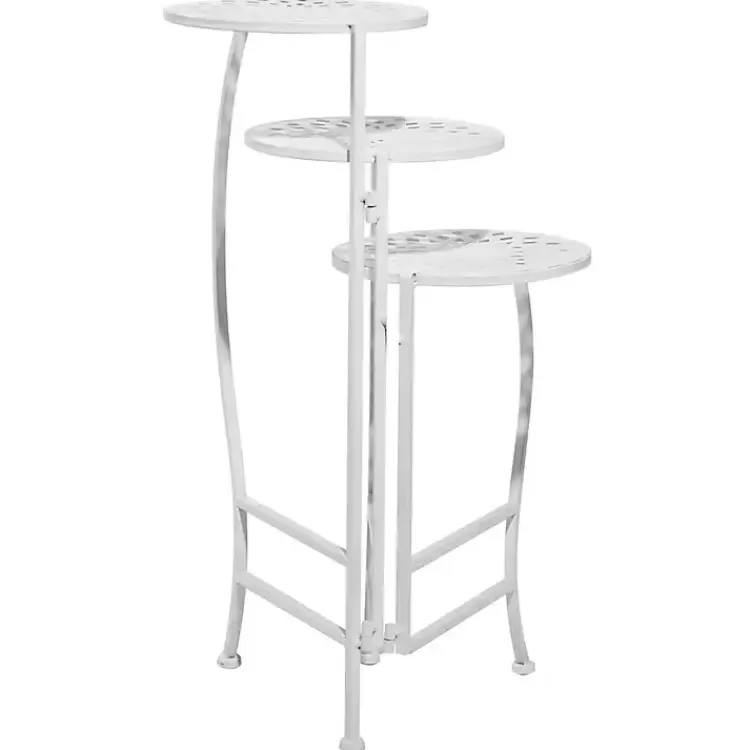 white_metal_tier_plant_stand_3.webp Metal 3-Tier Plant Stand>Kirklands Home Store