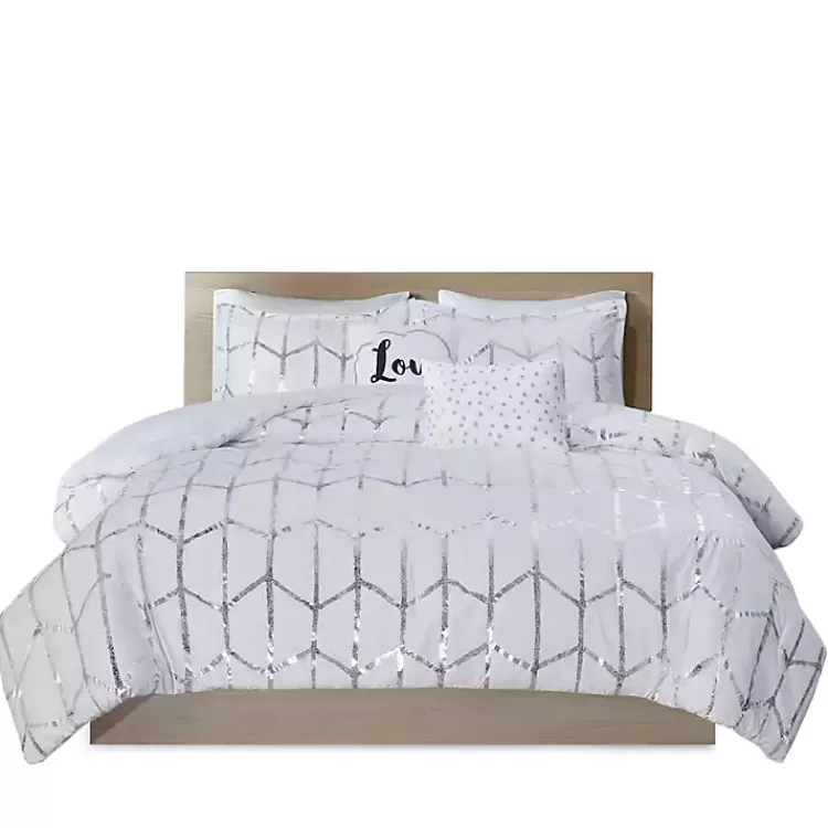 White Metallic 5-pc. California King Comforter Set>Kirklands Home Fashion
