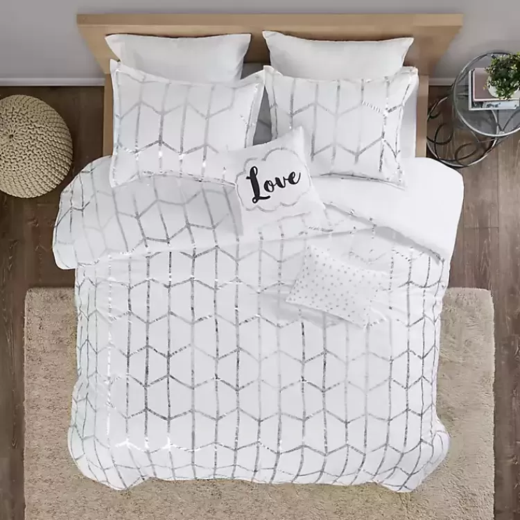 white_metallic_pc_fullqueen_comforter_set_2.webp White Metallic 5-pc. Full/Queen Comforter Set>Kirklands Home Hot