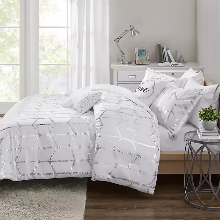 white_metallic_pc_twintwin_xl_comforter_set_3.webp White Metallic 4-pc. Twin/Twin XL Comforter Set>Kirklands Home Clearance