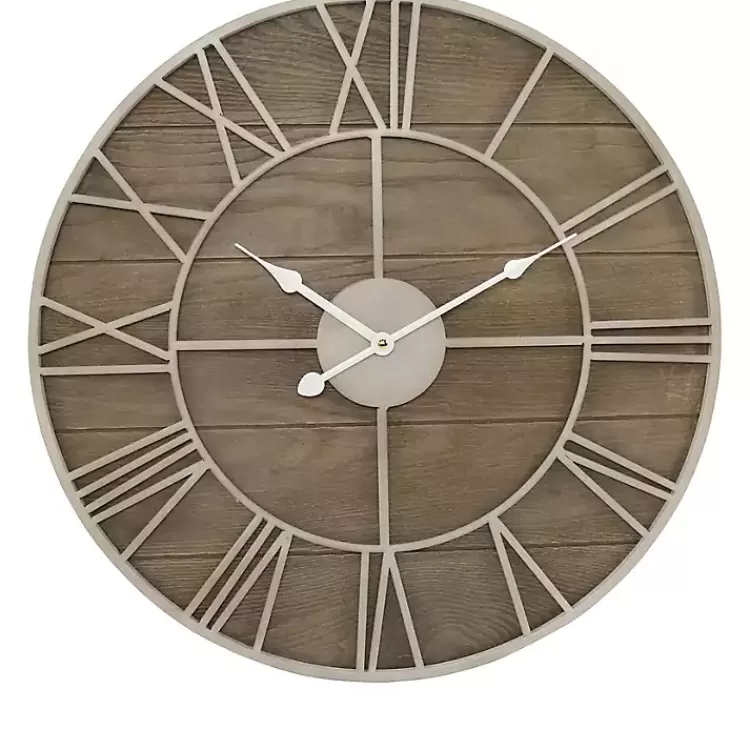White Natural Wood Raised Clock>Kirklands Home Hot