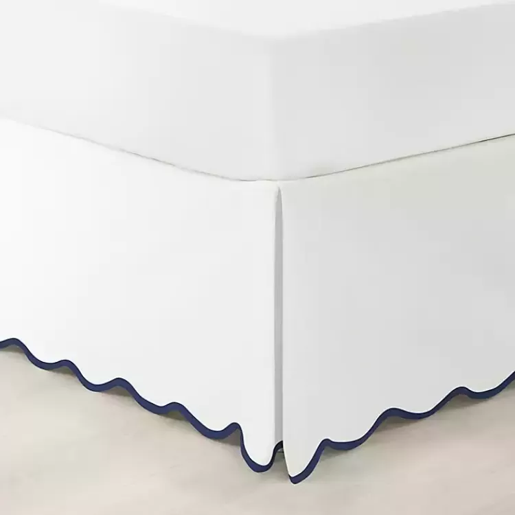 White Navy Scalloped Coastal King Bed Skirt>Kirklands Home New