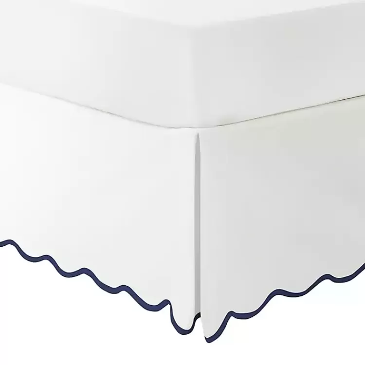White Navy Scalloped Coastal King Bed Skirt>Kirklands Home New