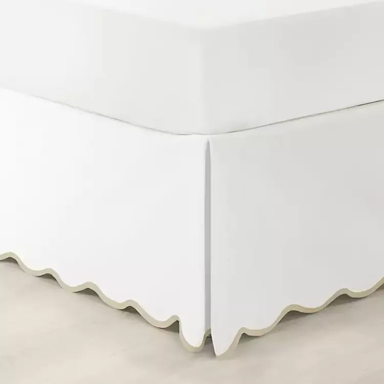 White Neutral Scalloped Coastal Queen Bed Skirt>Kirklands Home Shop