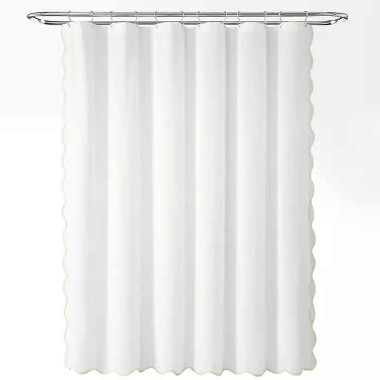 White Neutral Scalloped Coastal Shower Curtain>Kirklands Home Store