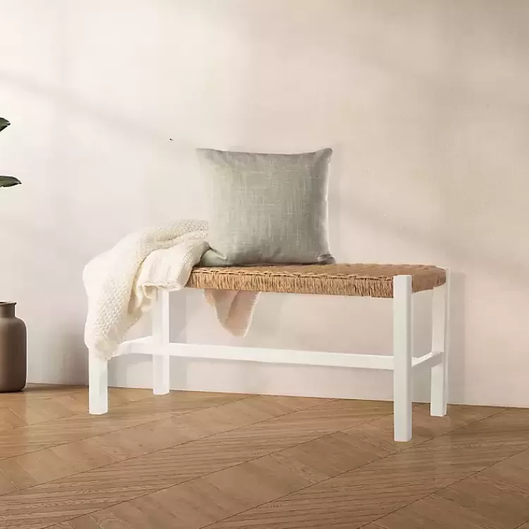 white_newport_wood_and_rattan_bench_2.webp White Newport Wood and Rattan Bench>Kirklands Home Fashion