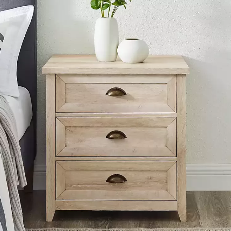 Oak Bronze Cupped Handle Nightstand>Kirklands Home Online