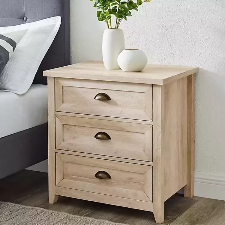 Oak Bronze Cupped Handle Nightstand>Kirklands Home Online