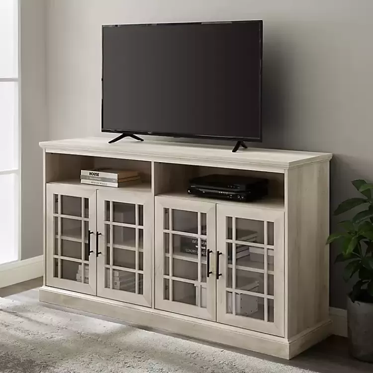 White Oak Glass Door TV Stand, 58 in.>Kirklands Home Outlet