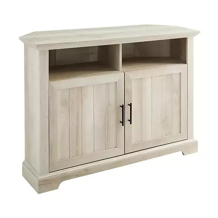 White Oak Grooved Door Corner TV Stand>Kirklands Home Discount