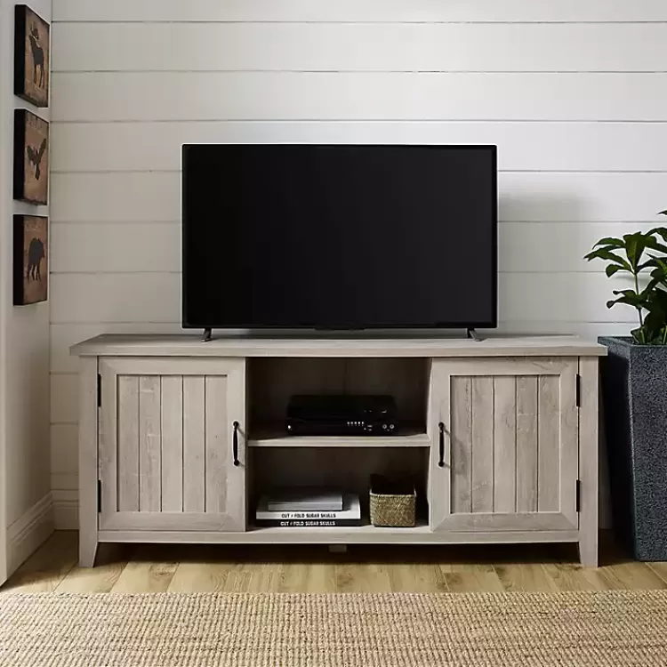 White Oak Grooved Door TV Stand>Kirklands Home Best Sale