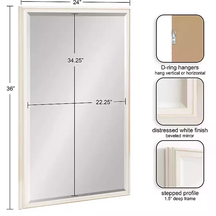 White Oakhurst Rectangle Wall Mirror, 36 in.>Kirklands Home Best Sale