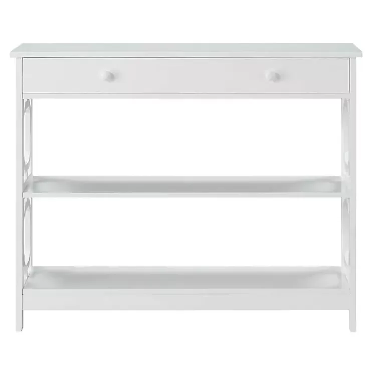 white_octagon_shelf_console_table_3.webp Octagon 2-Shelf Console Table>Kirklands Home Shop
