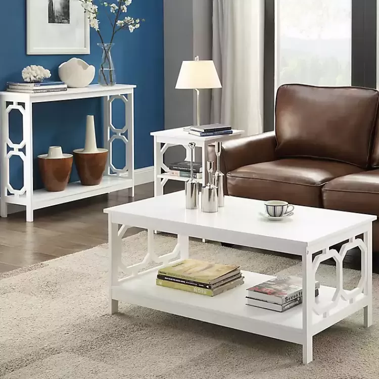 white_octagon_single_shelf_coffee_table_4.webp Octagon Single Shelf Coffee Table>Kirklands Home Sale