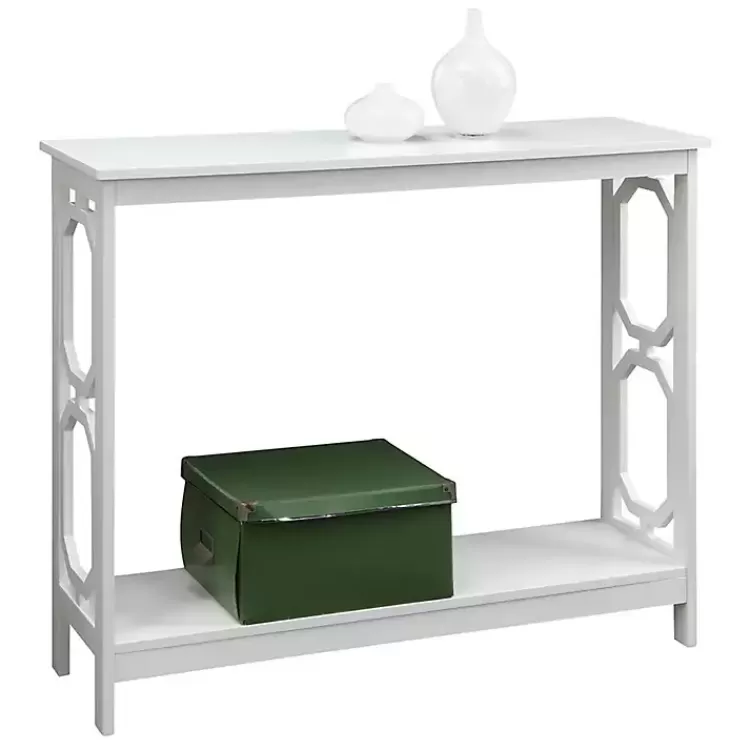 white_octagon_single_shelf_console_table_2.webp Octagon Single Shelf Console Table>Kirklands Home Shop