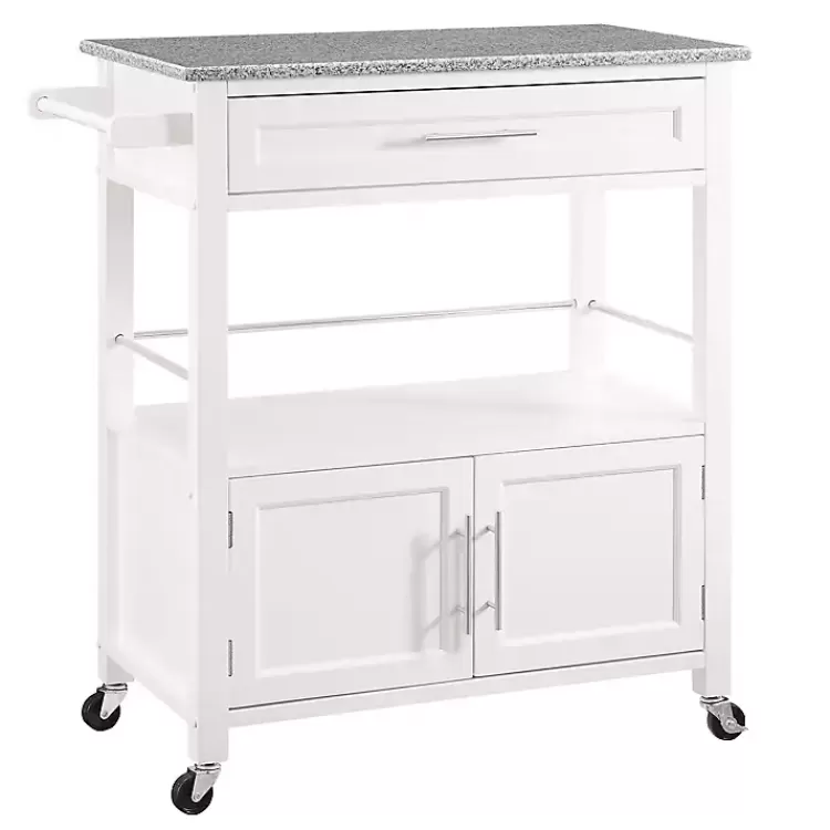 White Parker Granite Top Rolling Kitchen Cart>Kirklands Home Best