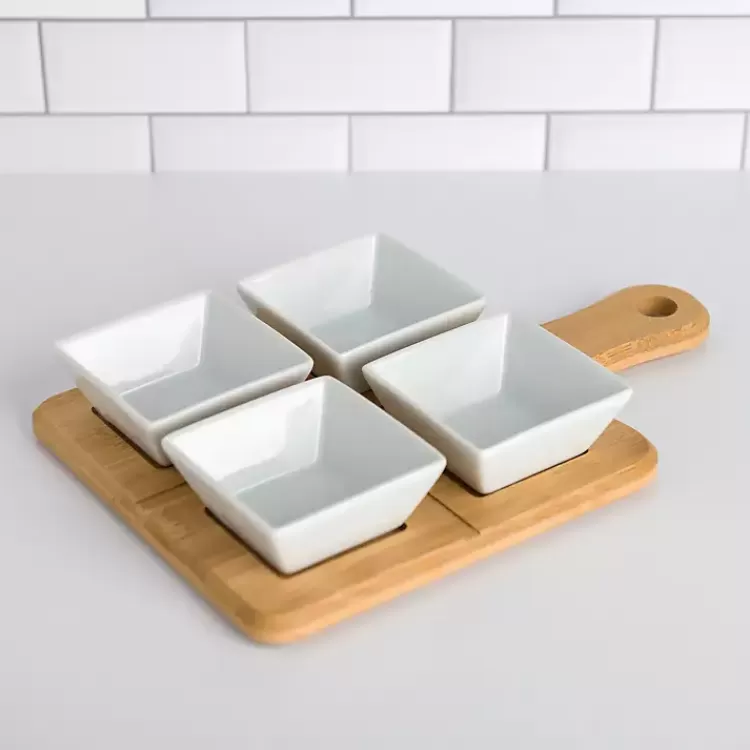 White 5-pc. Dip Bowl Set with Bamboo Tray>Kirklands Home Discount