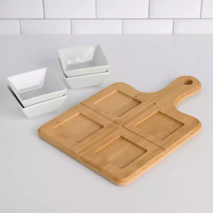 White 5-pc. Dip Bowl Set with Bamboo Tray>Kirklands Home Discount
