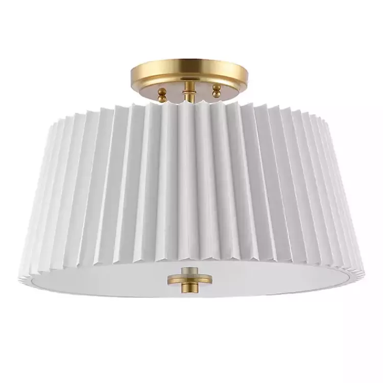 White Pleated Shade Flush Mount Light>Kirklands Home Clearance