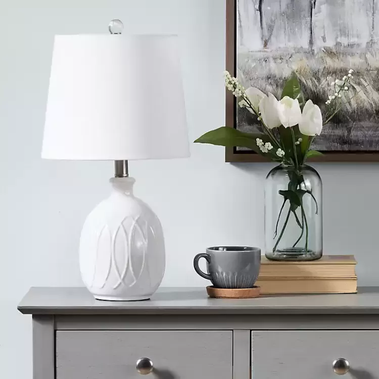 white_raised_geometric_table_lamp_2.webp Raised Geometric Table Lamp>Kirklands Home Best Sale