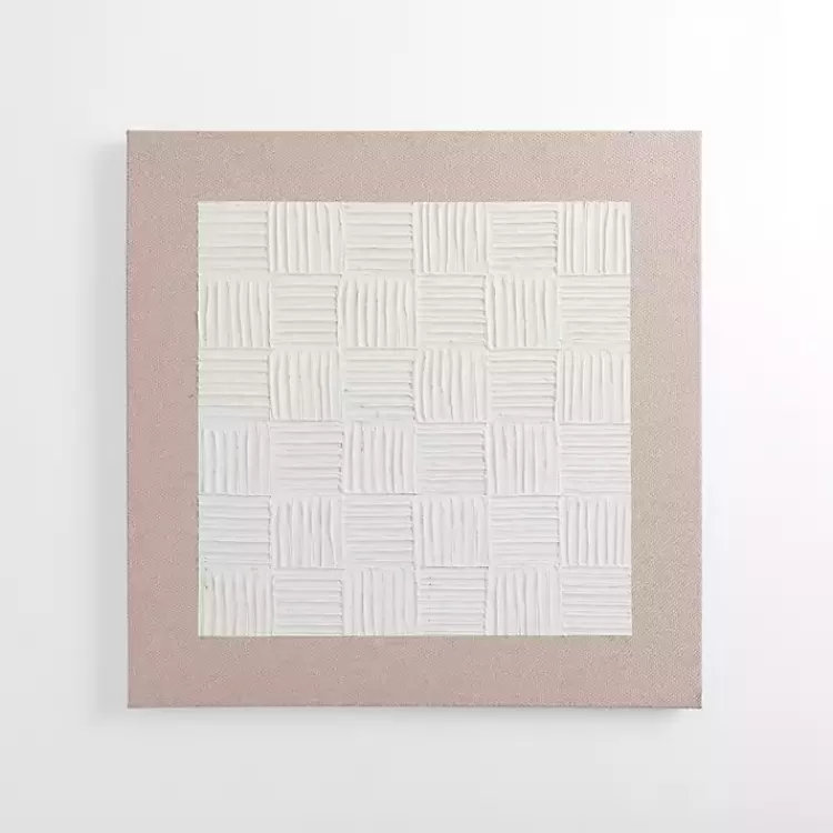White Raked Checkered Canvas Art Print>Kirklands Home Shop