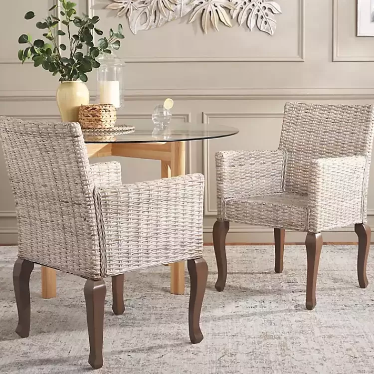 White Rattan Curved Legs Dining Chairs, Set of 2>Kirklands Home Flash Sale
