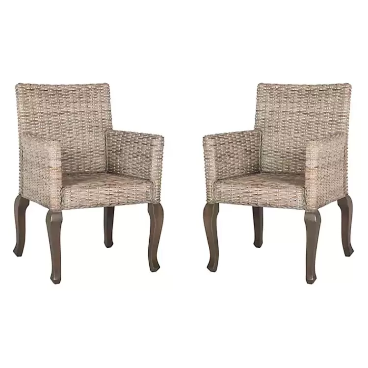 White Rattan Curved Legs Dining Chairs, Set of 2>Kirklands Home Flash Sale