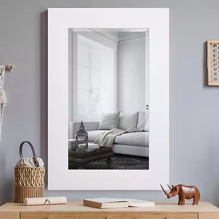 White Rectangular Beveled Wall Mirror>Kirklands Home Fashion