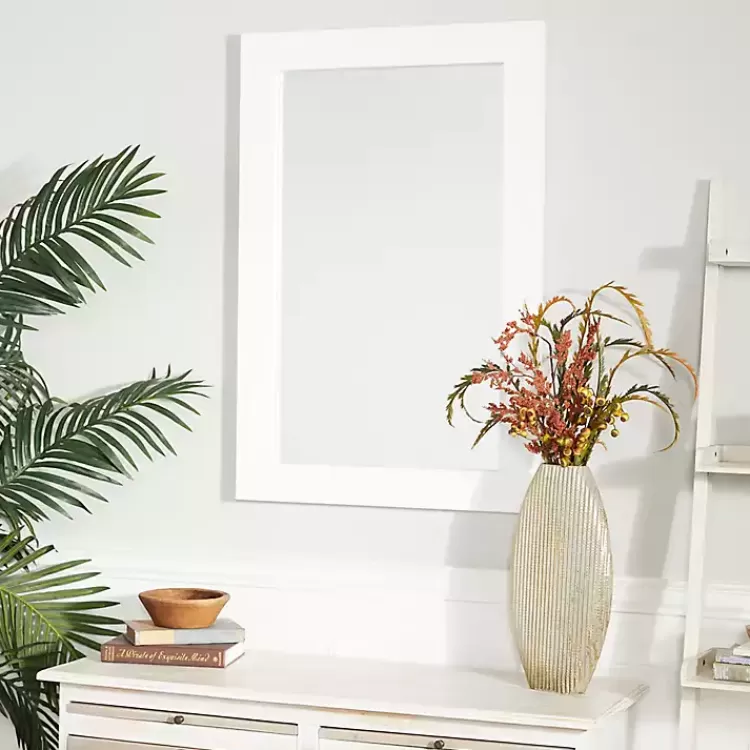 White Rectangular Wood Wall Mirror>Kirklands Home Store