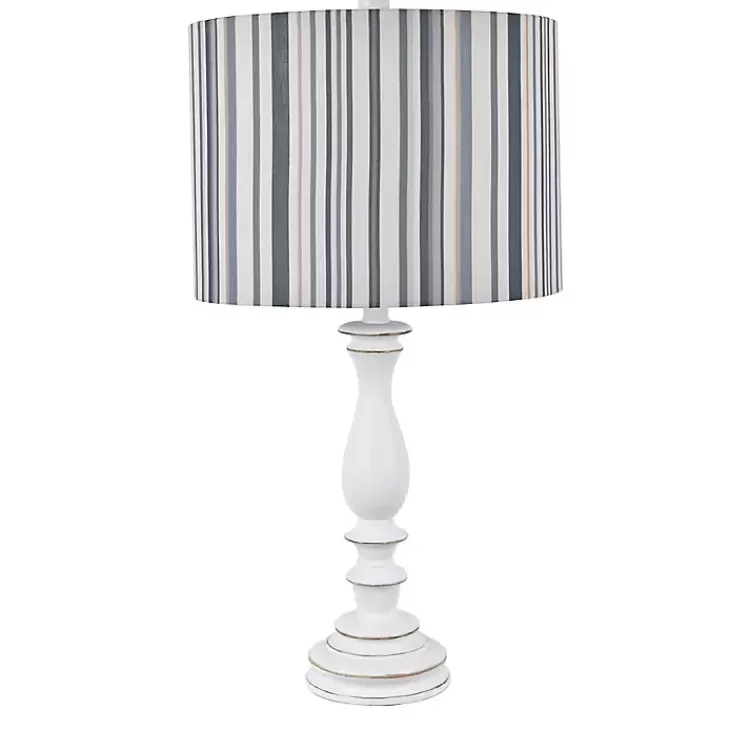 White Resin Table Lamp with Blue Stripe Shade>Kirklands Home Cheap