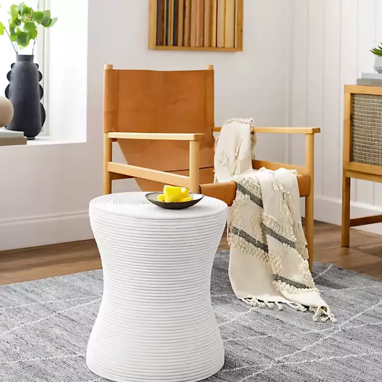 Ribbed Rattan Round Accent Table>Kirklands Home Shop