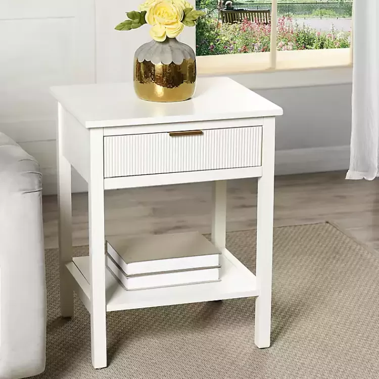 Ribbed Wood Colleen Accent Table>Kirklands Home Sale