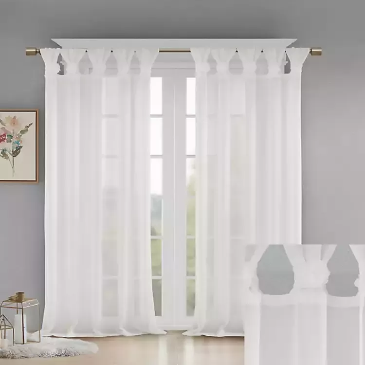 white_rosette_tab_top_curtain_panel__in_2.webp Rosette Tab Top Curtain Panel, 84 in.>Kirklands Home Outlet