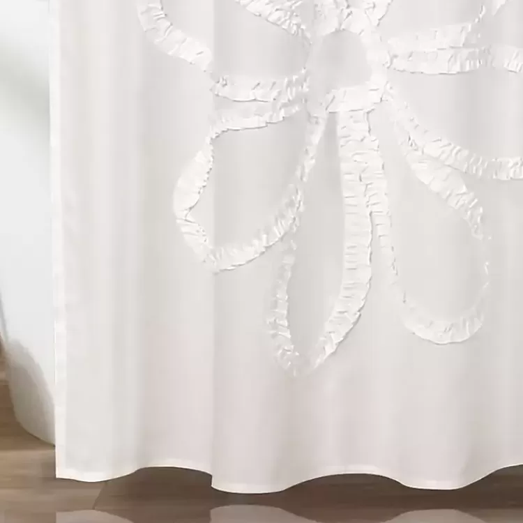 white_ruffle_flower_shower_curtain_2.webp Ruffle Flower Shower Curtain>Kirklands Home Flash Sale