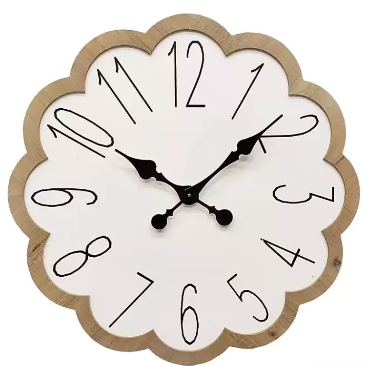 White Scalloped Wood Wall Clock>Kirklands Home Best Sale