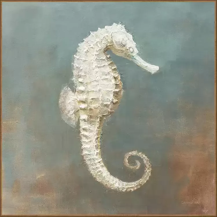 White Seahorse Framed Canvas Art Print>Kirklands Home New