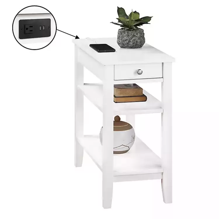 white_shelf_charging_accent_table_2.webp 2-Shelf Charging Accent Table>Kirklands Home Discount