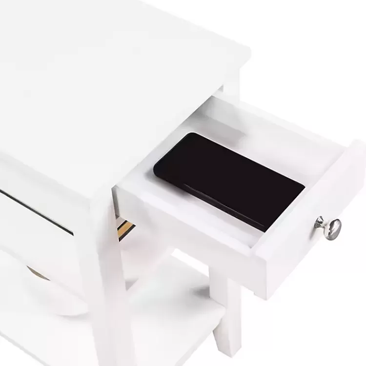 white_shelf_charging_accent_table_3.webp 2-Shelf Charging Accent Table>Kirklands Home Discount