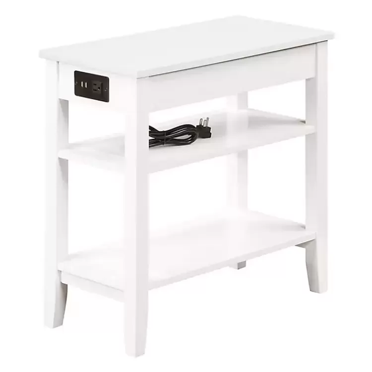 white_shelf_charging_accent_table_4.webp 2-Shelf Charging Accent Table>Kirklands Home Discount