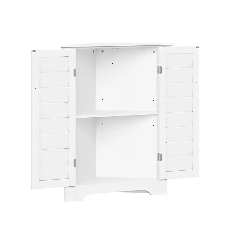 white_shutter_two_door_corner_storage_cabinet_7.webp Shutter Two Door Corner Storage Cabinet>Kirklands Home Shop