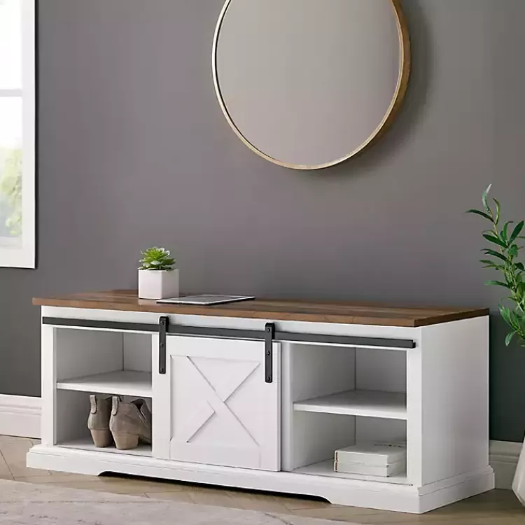 white_sliding_barn_door_bench_3.webp Sliding Barn Door Bench>Kirklands Home Outlet
