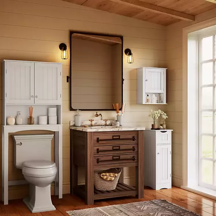 white_slim_single_door_cabinet_with_drawer_2.webp Slim Single Door Cabinet with Drawer>Kirklands Home Shop