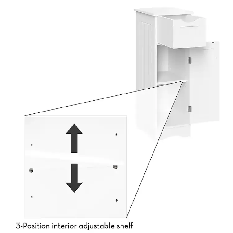 white_slim_single_door_cabinet_with_drawer_7.webp Slim Single Door Cabinet with Drawer>Kirklands Home Shop