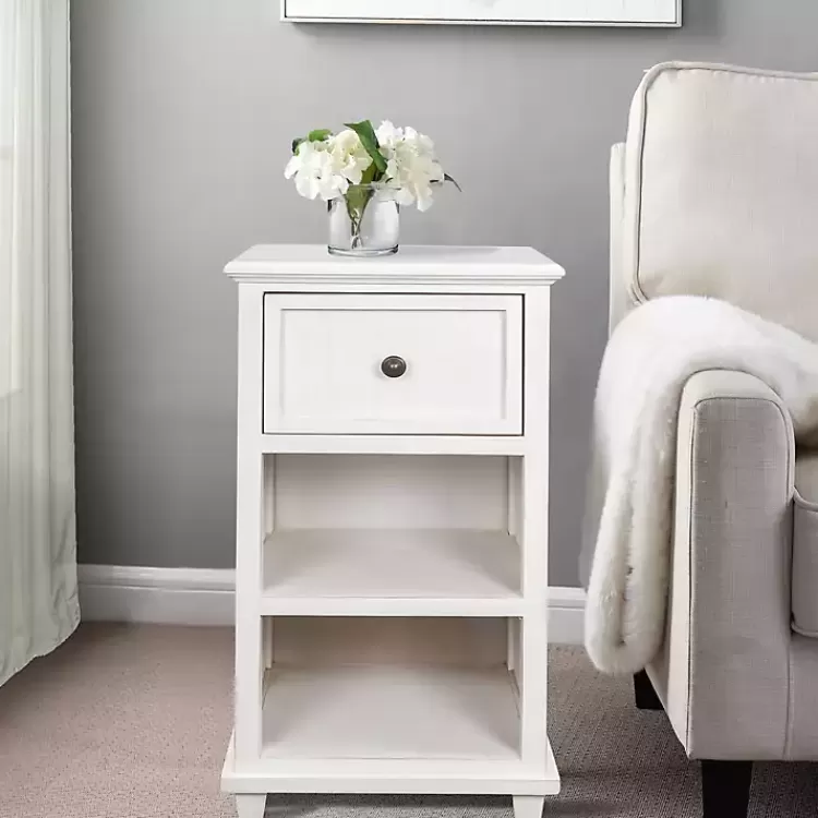 white_slim_wooden_shelf_side_table_2.webp Slim Wooden 2-Shelf Side Table>Kirklands Home Online