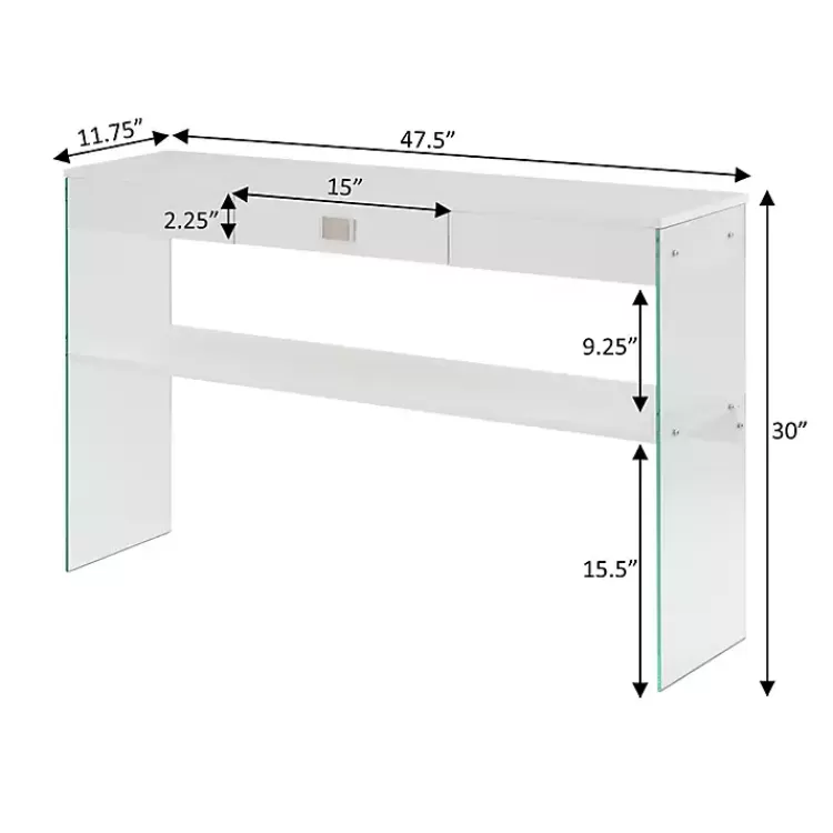 white_soho_glass_console_table_with_shelf_5.webp Soho Glass Console Table with Shelf>Kirklands Home Flash Sale