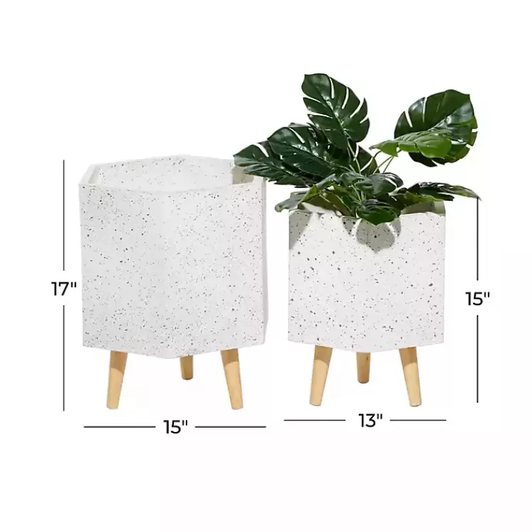 white_speckled_planters_with_wooden_legs_set_of__6.webp Speckled Planters with Wooden Legs, Set of 2>Kirklands Home Outlet