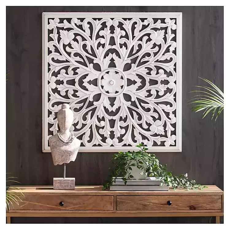 white_sqaure_medallion_wood_plaque_2.webp Sqaure Medallion Wood Plaque>Kirklands Home New