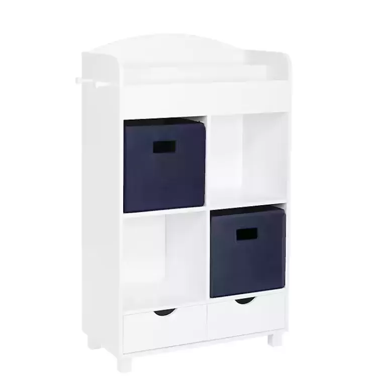 Storage Cabinet Bookshelf with 2 Navy Bins>Kirklands Home Flash Sale